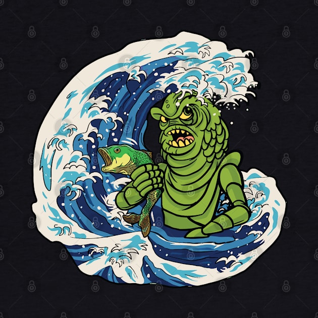 Annoyed Frogman in the surf fishing Graphic by Graphic Duster